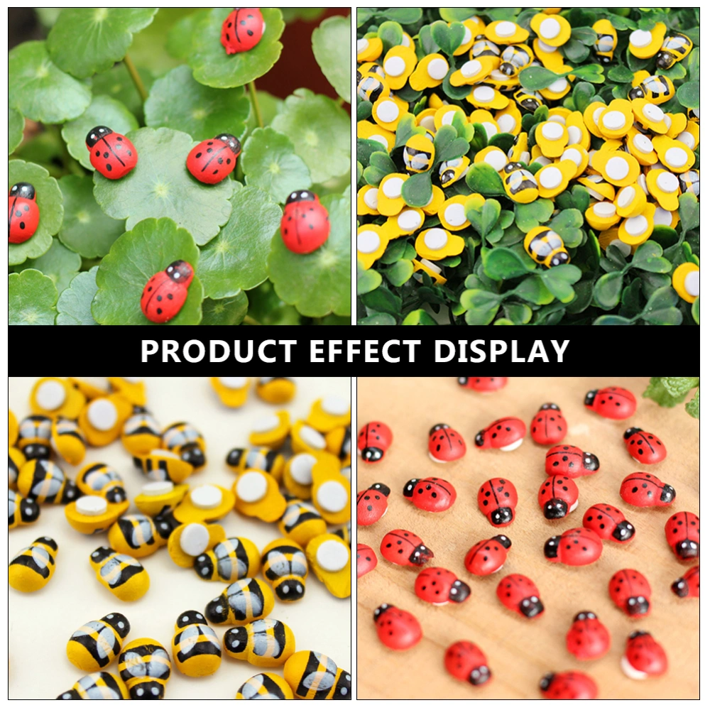 200pcs Simulation Bees Ladybugs Outdoor Sculptures Garden Lawn Wall Figurine