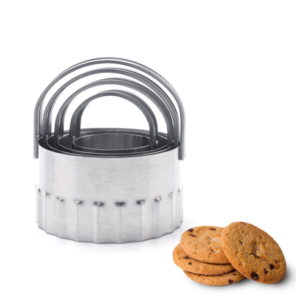 1Set/4PCS Stainless Steel Round Mousse Cake Cutter Wave Cookies Biscuit Mold DIY Baking Tools