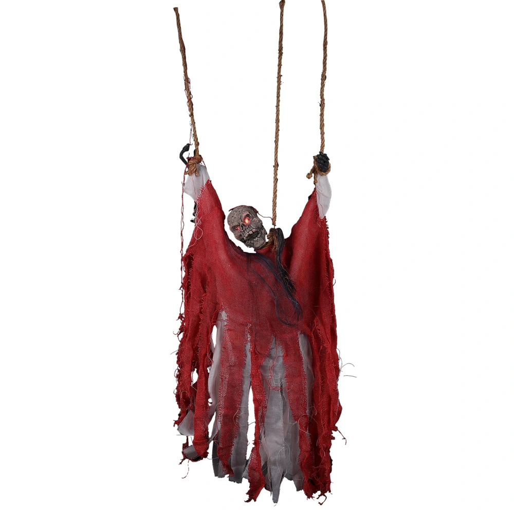 1Pc Halloween Party Hanging Prop Voice-activated Luminous Hanging Ghost (Red)