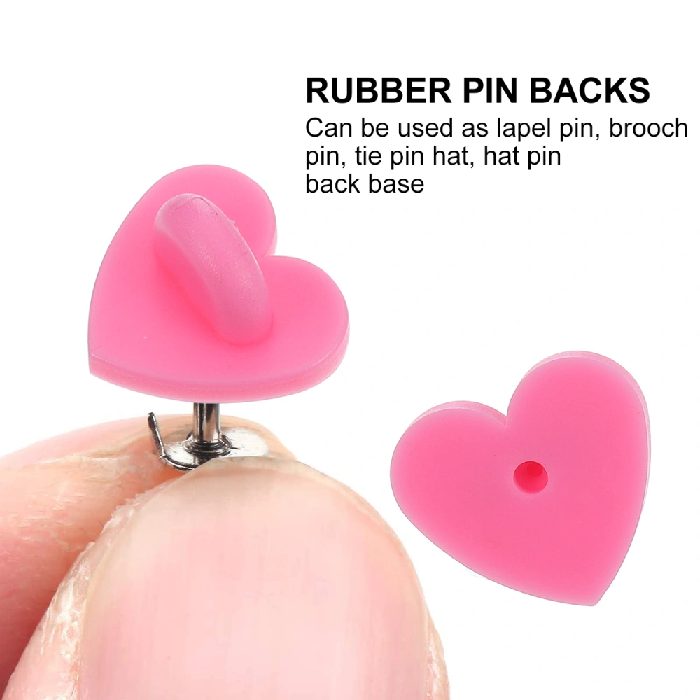 100 Pcs Rubber Pin Backs Heart Brooch Buckle Brooch DIY Accessory