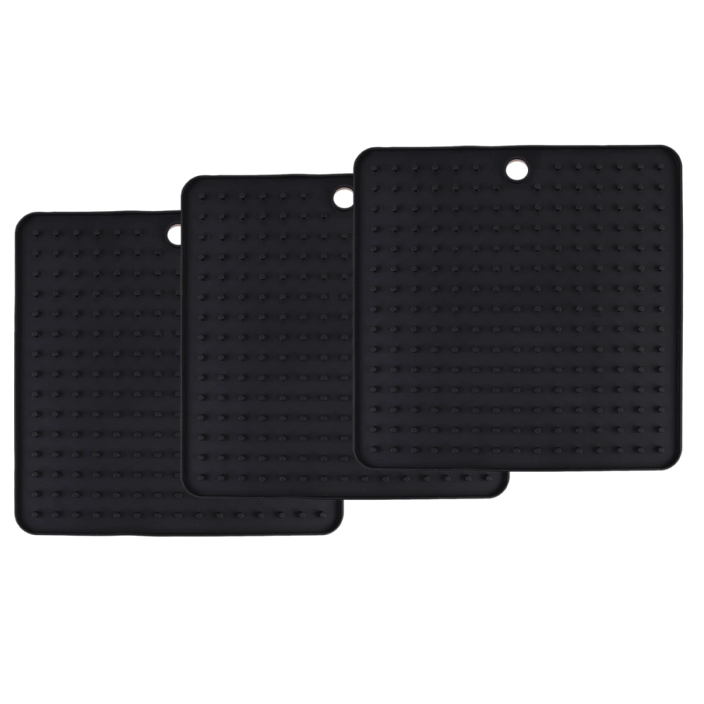 3 Pcs Heart Pattern Placemat Silicone Mat Heat Insulated Mat Multifunctional Mat Anti-fouling Mat Drain Mat for Kitchen Living Room (Black)
    