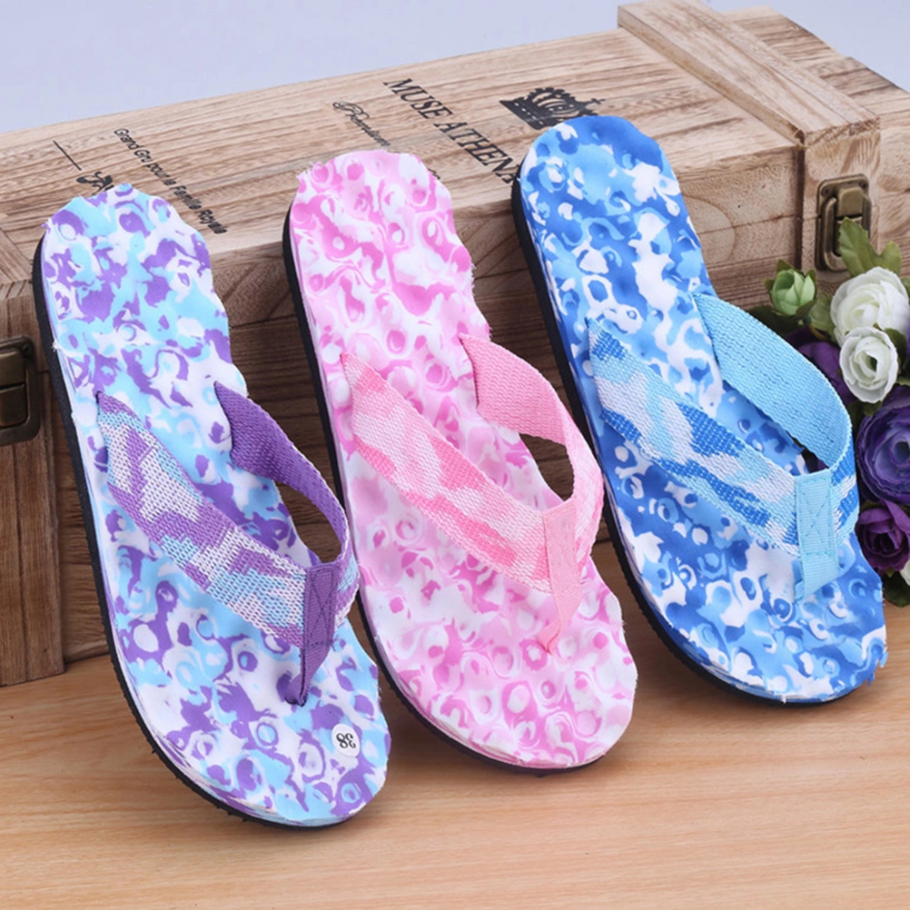 Women Girls Flops Antiskid Camouflage Sandals Slipper for Indoor Outdoor Home Beach - Size 40(Purple)