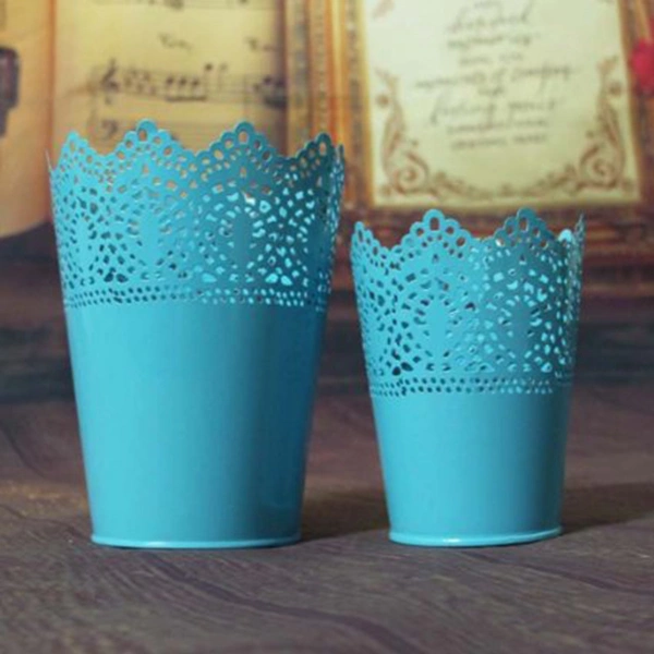 Flower Pot Planter Garden Flower Plant Pots Desk Storage Holder Organizer (Blue)
