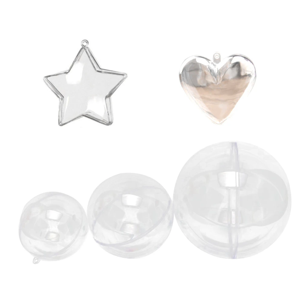 25PCS Clear Plastic Fillable Balls Stars Heart-shaped Sphere Balls Ornaments Balls DIY Hanging Arts Crafts