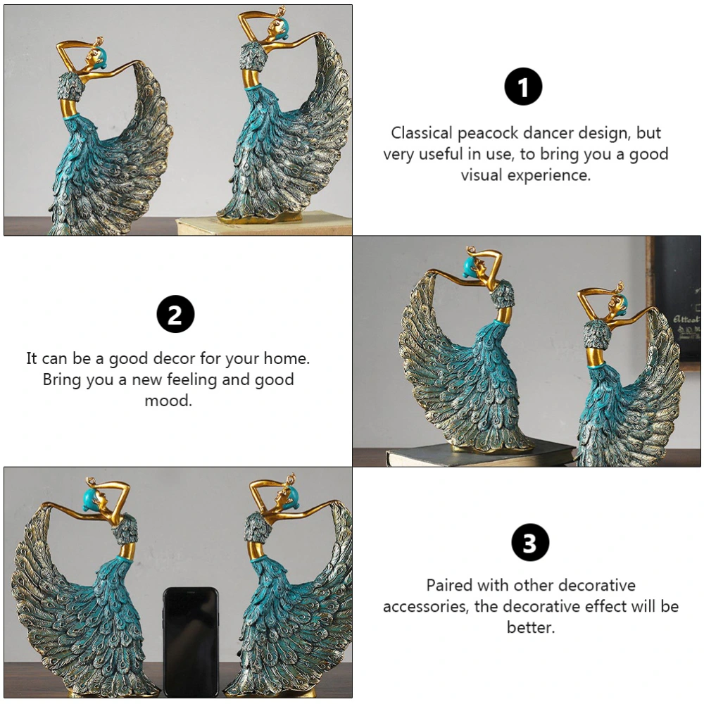 1pc Classical Dancer Beauty Handicraft Home Decoration (Golden, Blue)