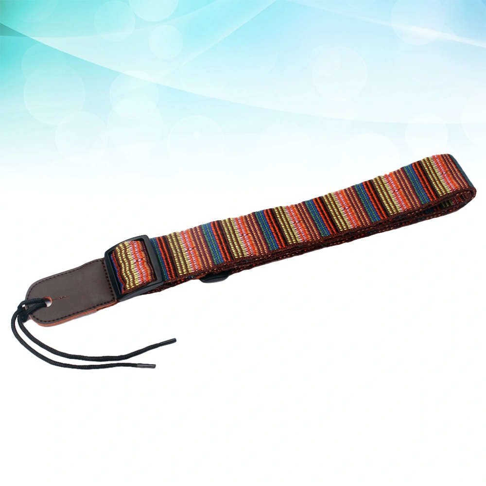 1pc Colorful Stripe Pattern Electric Guitar Strap Woven Fabrics Leather Ends Strap for Guitar Bass (Colorful)