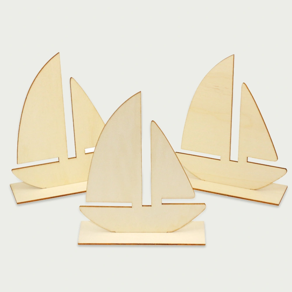 10Pcs Sailboat Shape Wood Slices Rustic Wooden Embellishments Ornaments