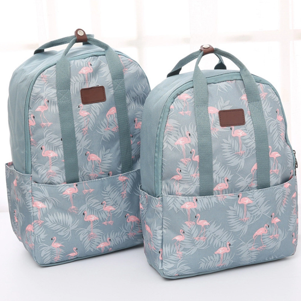 1PC Foldable Backpack Waterproof Satchel Large Capacity Schoolbag Traveling Bag for Outdoor (Sky Blue Flamingo, Small Size)