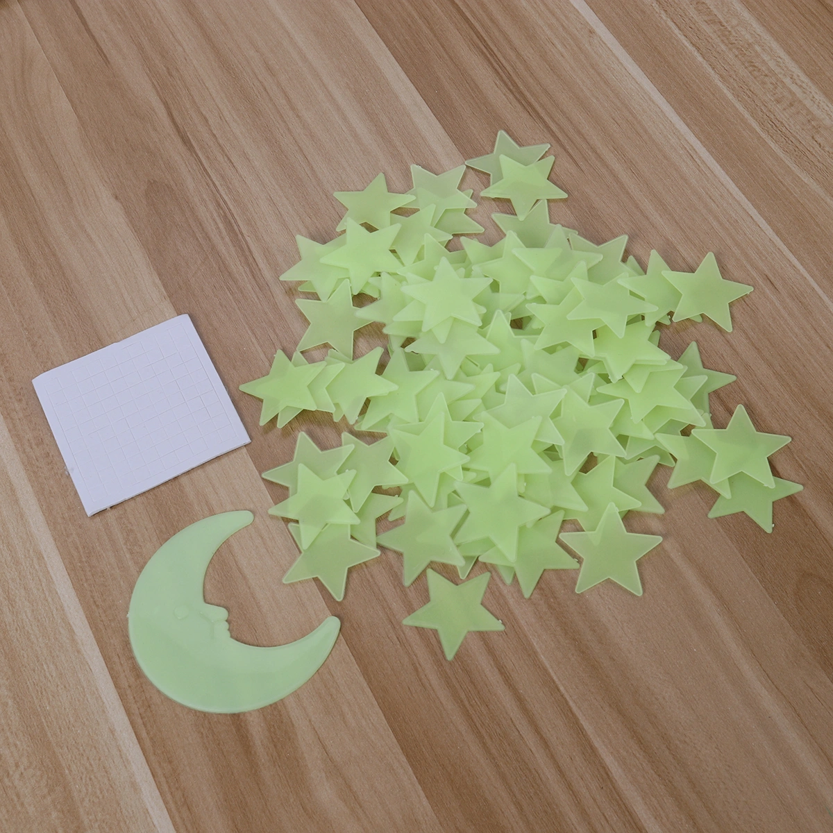 101pcs Star Stickers 3D Glowing Moon and Star Stickers Decoration for Bedroom and Party(Light Yellow)