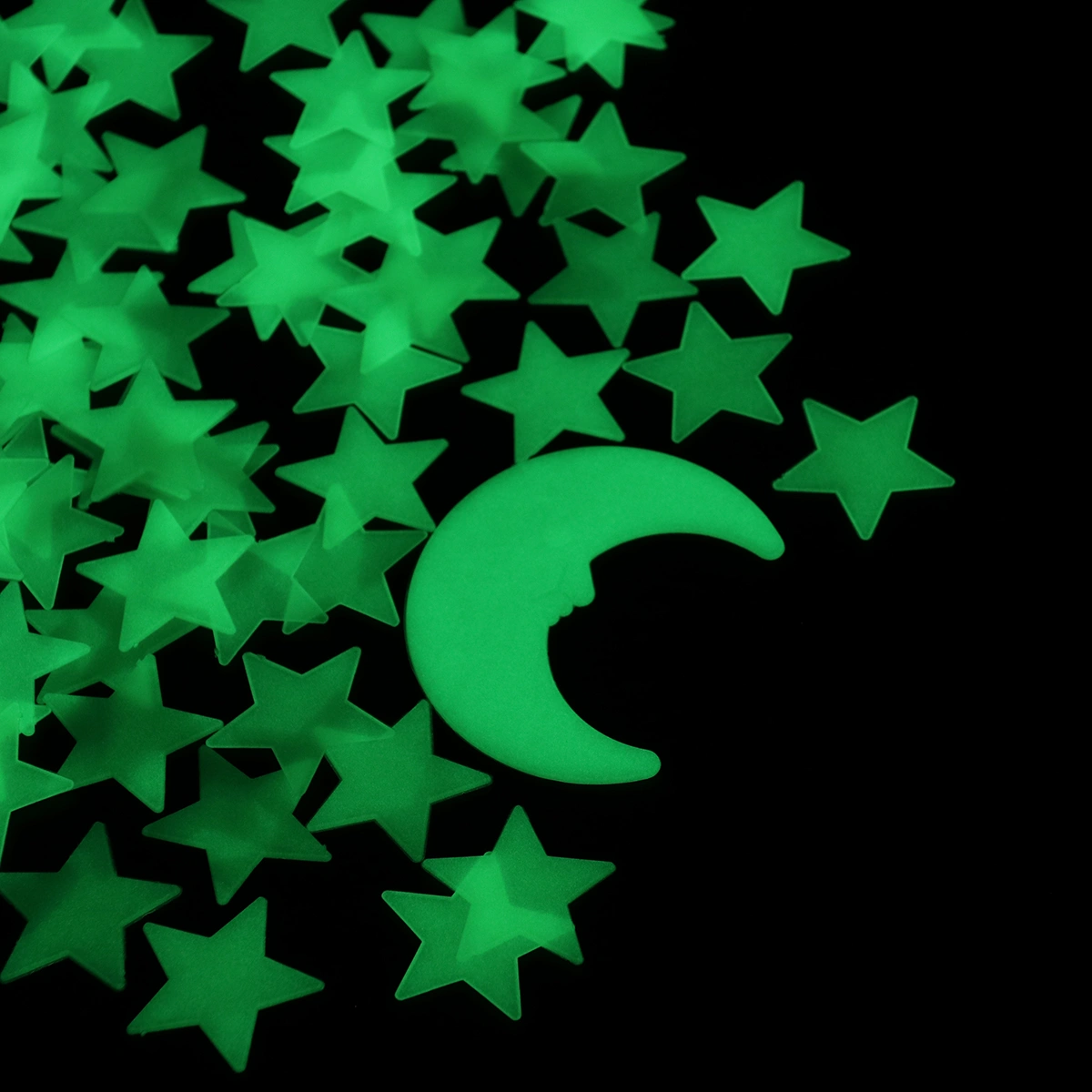 101pcs Star Stickers 3D Glowing Moon and Star Stickers Decoration for Bedroom and Party(Light Yellow)