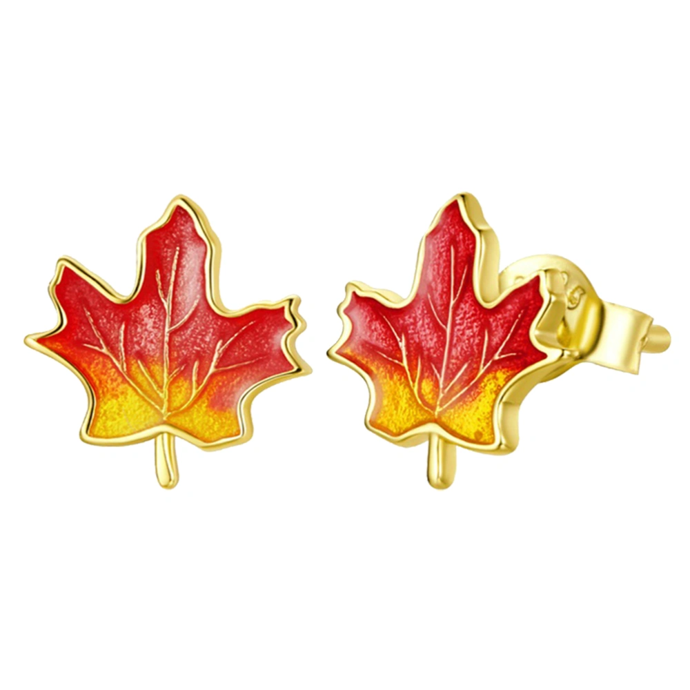 1 Pair Autumn Theme Ear Stubs Cartoon Ear Pendant Earrings Ear Jewelry Gift