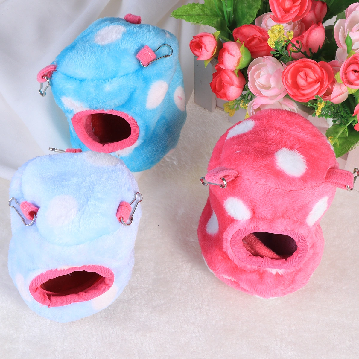 Pet Nest Flannel Warm House Hamster Mouse Rat Squirrel Small Animal Home Hanging Bed - Size XS (Random Color)