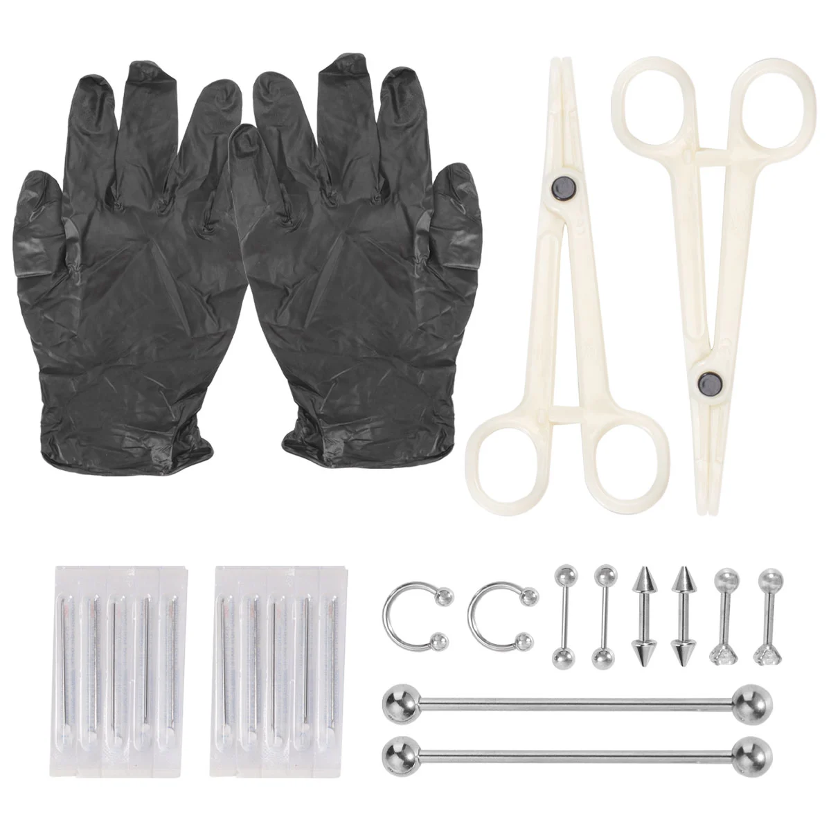 1 Set of 24PCS Combination Piercing Tool Set Puncture Jewelry Tool Set Body Piercing Jewelry Set for Shop Home (Combination Set 11 Silver)