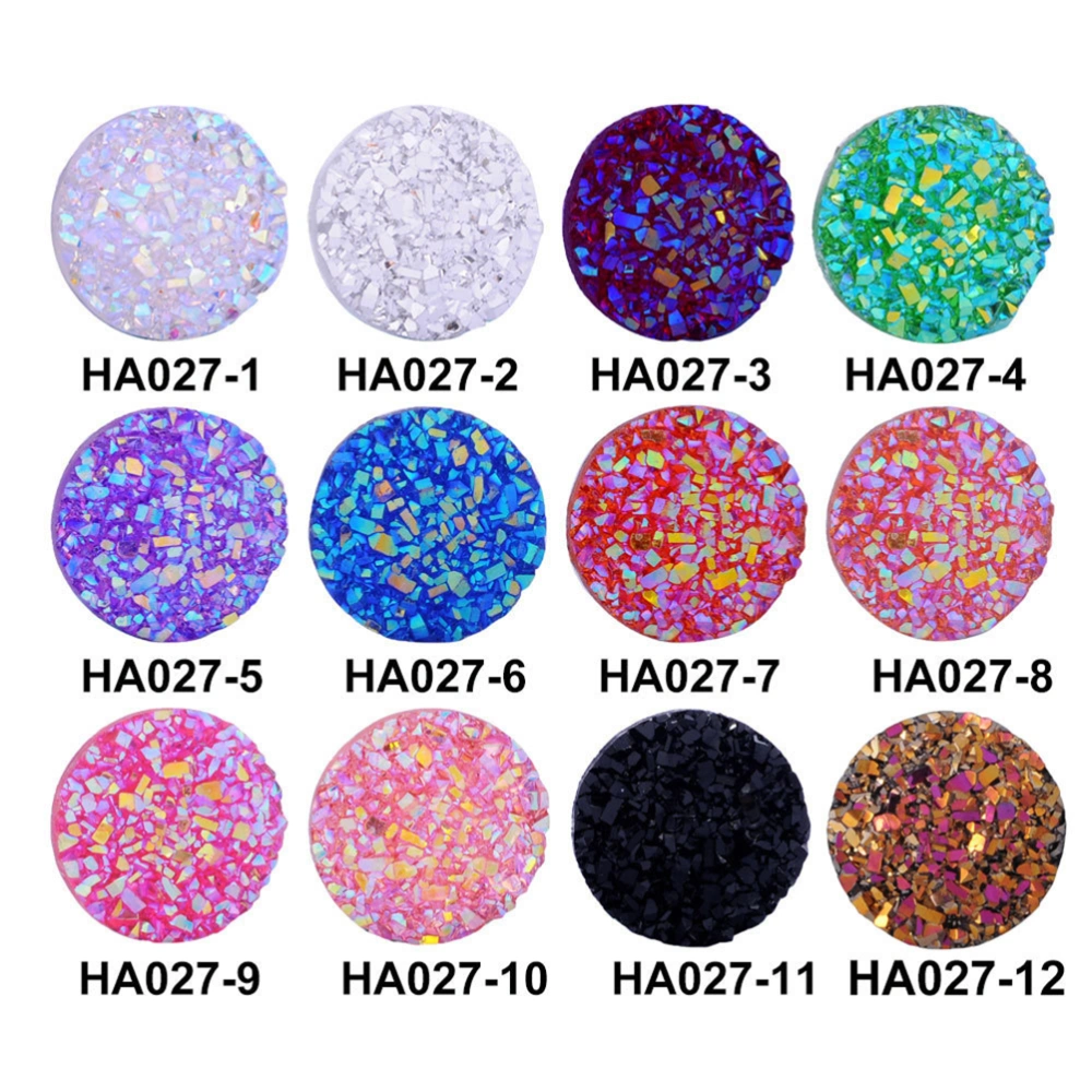 100pcs 12mm Resin Round Flat Back Rhinestone Mixed Shinny Color Accessories for Jewelry Earrings Bracelet Making DIY Crafts (Mixed Color)