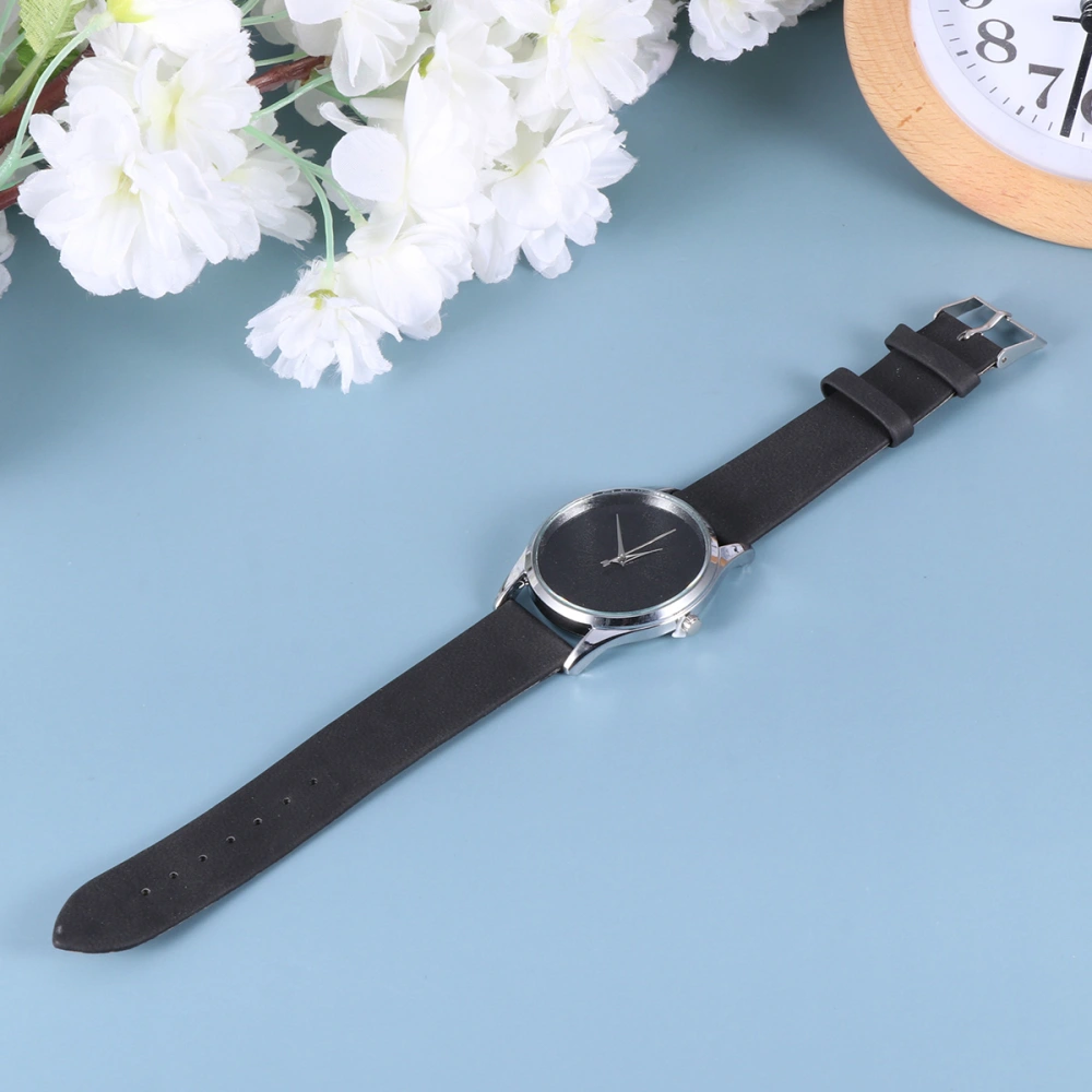 Fashion Style Simple Quartz Watch Elegant Wristwatch Thin Leather Band Wristwatch for Women Ladies(Black)