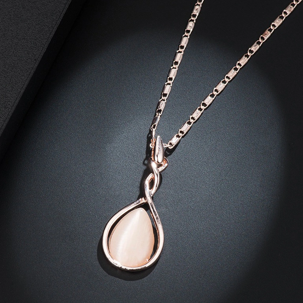1 Set Wedding Accessories Droplet Necklace Pendants Earrings Bridal Jewelry Sets Bridal Earrings Necklace Set (Rose Gold)