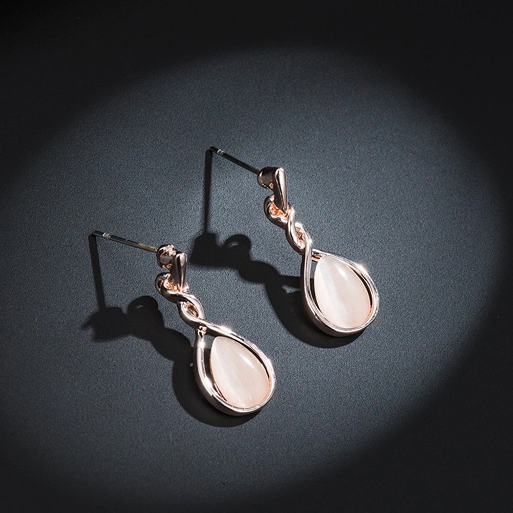 1 Set Wedding Accessories Droplet Necklace Pendants Earrings Bridal Jewelry Sets Bridal Earrings Necklace Set (Rose Gold)