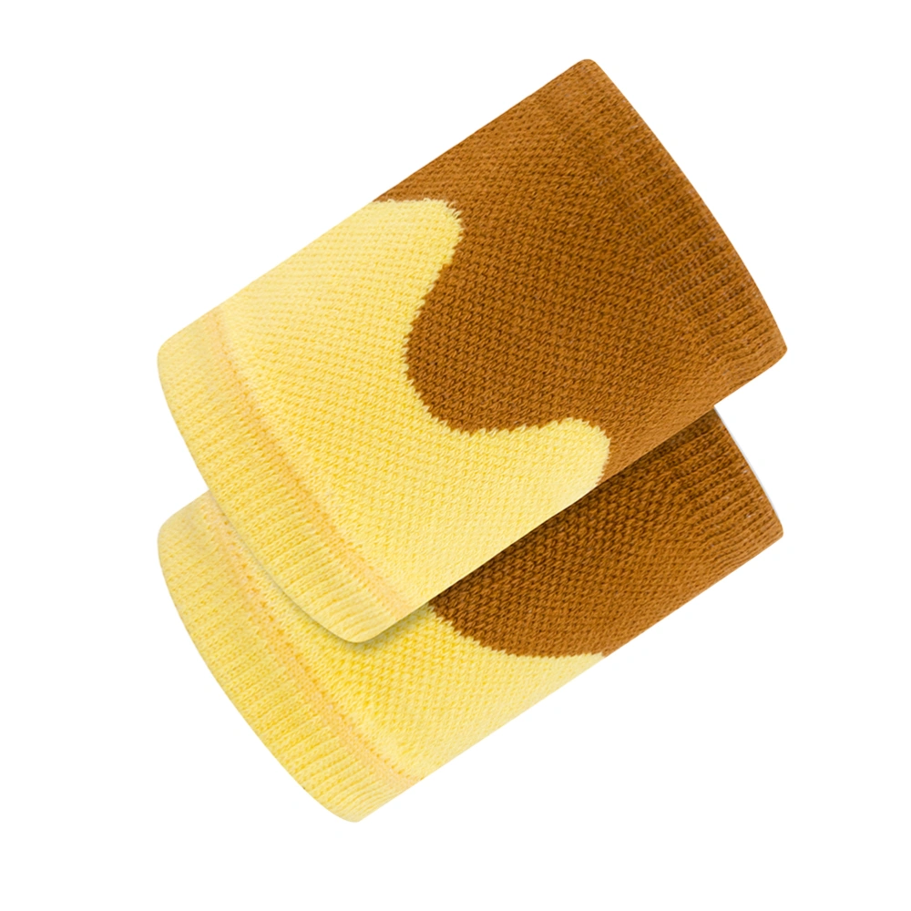 Fashion Sports Compression Wrist Cuff Protective Wristband Elastic Wrist Brace Training Breathable Wrist Support (Brown with Yellow)