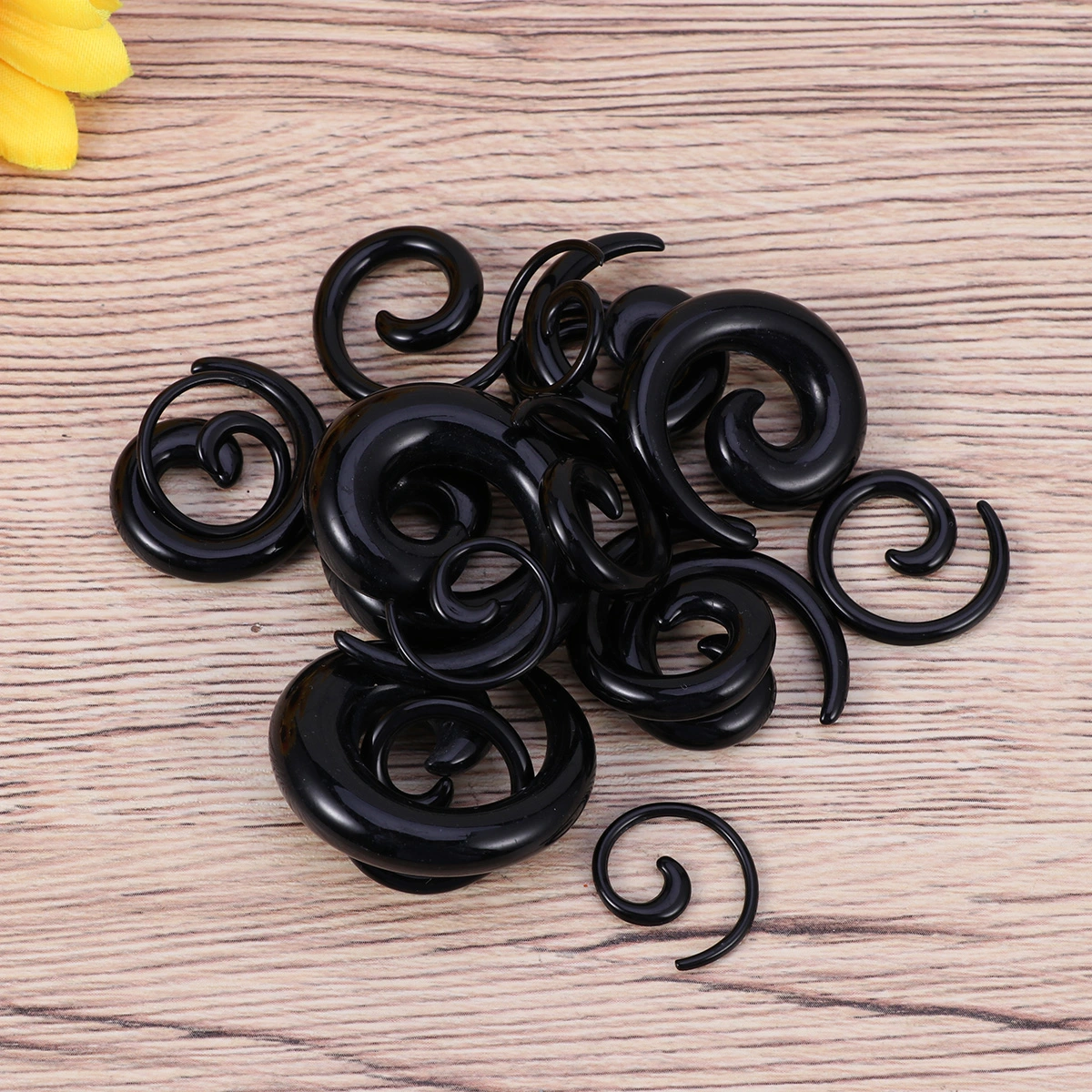9 Pairs of Acrylic Spiral Taper Tunnel Ear Stretcher Expander Plugs (Black)