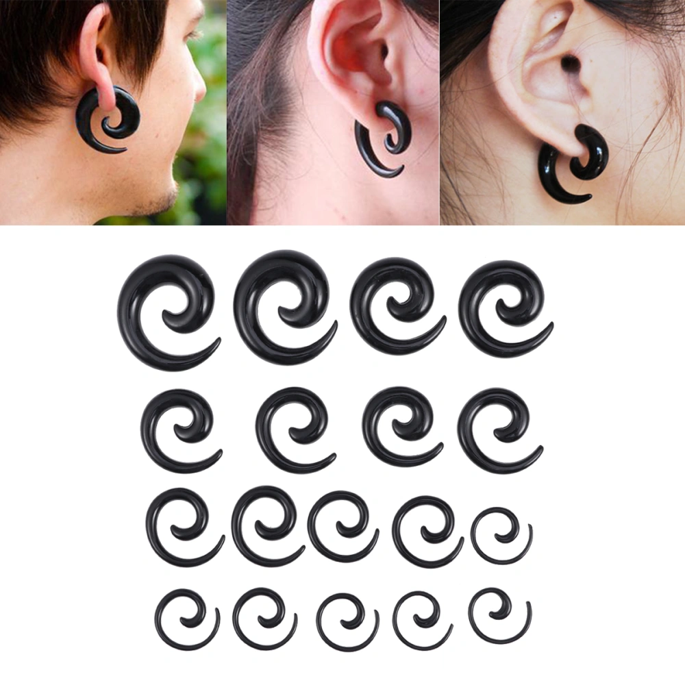 9 Pairs of Acrylic Spiral Taper Tunnel Ear Stretcher Expander Plugs (Black)