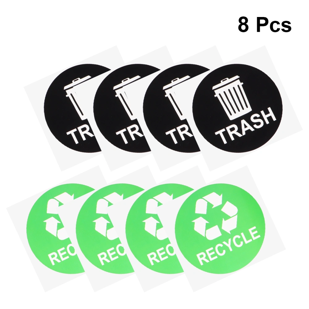 8pcs Prcatical TRASH and RECYCLE Letter Sticker Recycling Bin Self Adhesive Marking Paste (TRASH and RECYCLE 4pcs for Each)