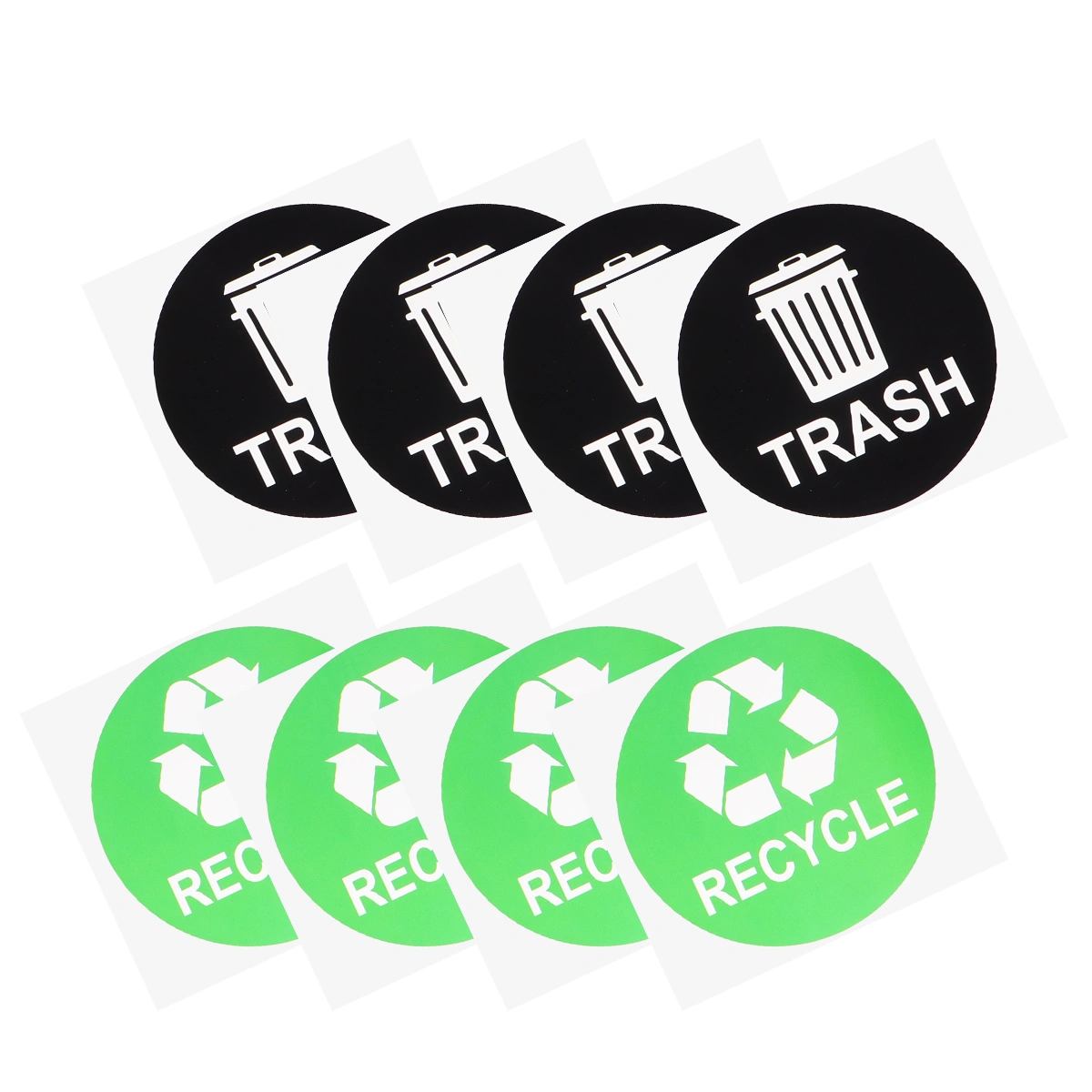 8pcs Prcatical TRASH and RECYCLE Letter Sticker Recycling Bin Self Adhesive Marking Paste (TRASH and RECYCLE 4pcs for Each)