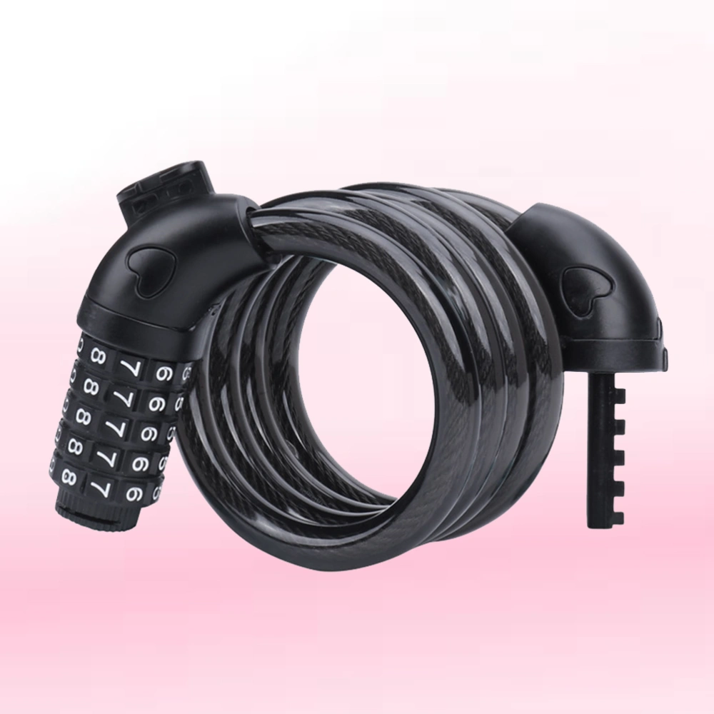 5 Digit Cycling Heavy Duty Cable Combination Password Bike Cable Lock Cable Coded Lock 120cm (Black)