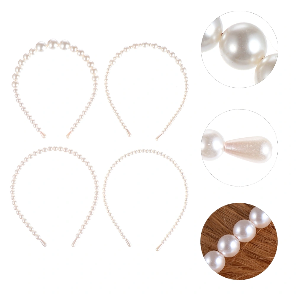 4pcs Elegant Faux Pearl Headband Hair Girls Hairband Headdress Headwear