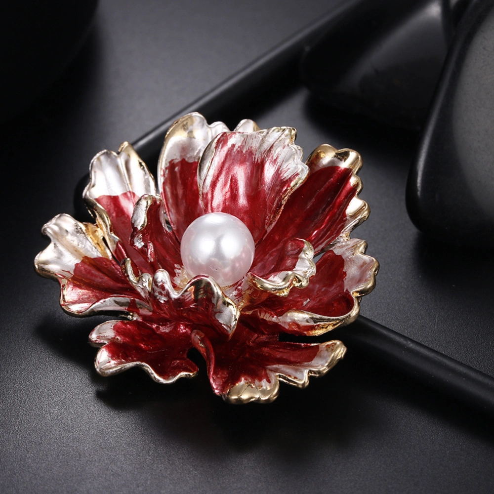 Chinese Style Flower Brooch Inlaid Peony Boutonniere Multi-layered Petal Drop Oil Brooch Plant Shape Breastpin Clip