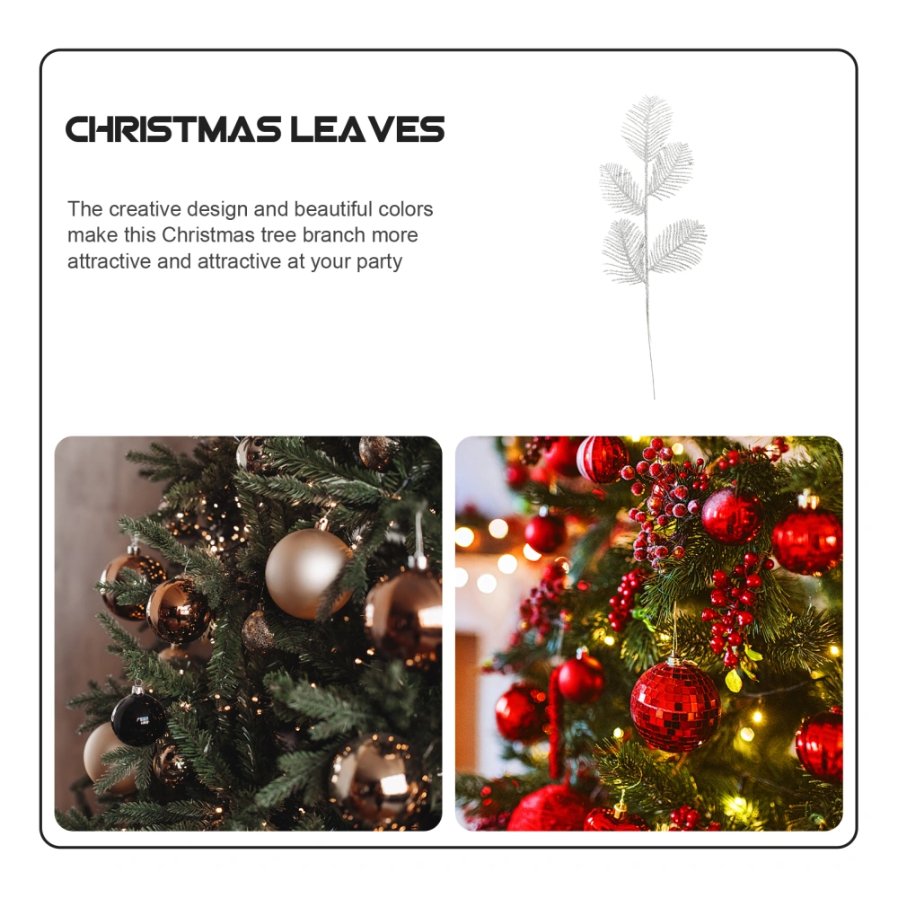 10 Pcs Christmas Simulation Leaves Christmas Decoration Branches And Leaves