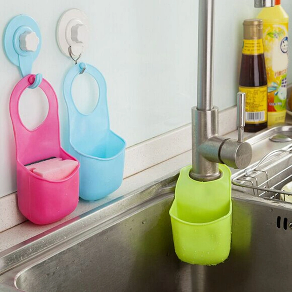 Kitchen Bathroom Hanging Baskets Storage Sink Pouches Drain Sponge Holders Organizer Racks (Fruit Green)