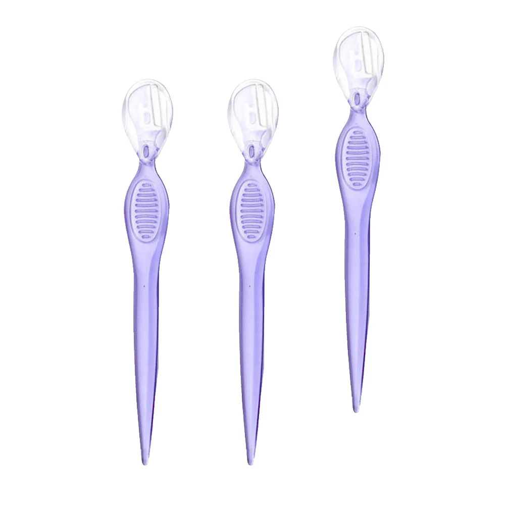 3Pcs Stainless Steel Eyebrow Razors Eyebrow Trimmers Delicate Eyebrow Shapers Beauty Makeup Tools (Purple)