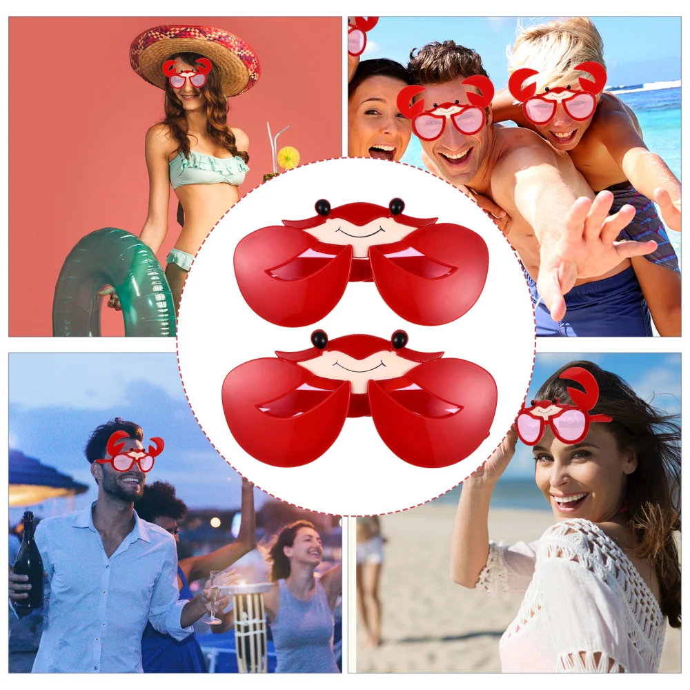 2pcs Crab Shaped Eyeglasses Novel Hawaiian Parties Glasses Photography Props