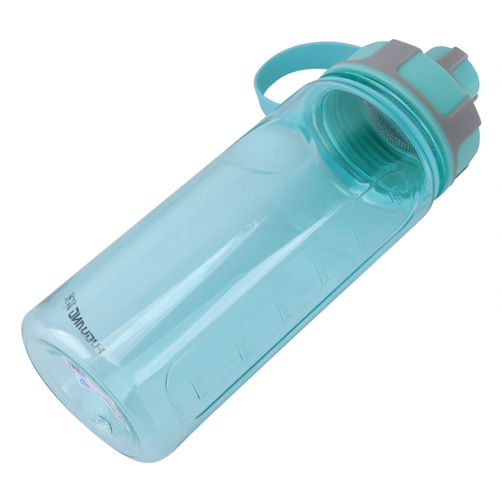 1pc Portable Fitness Space Cup Large Capacity Sports Water Bottle Outdoor Travel Plastic Water Kettle Water Container (Dual-port Style Cyan 800ml)