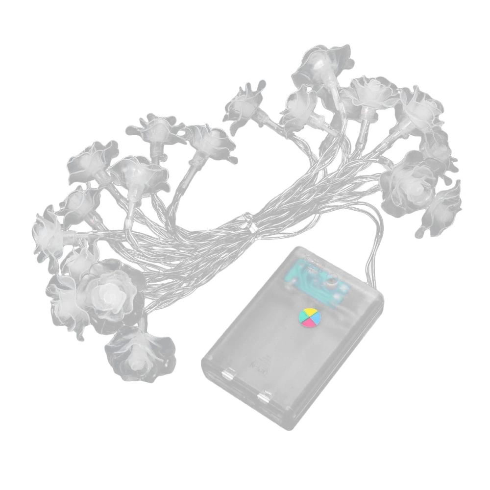 3 Meters 20 LEDs Battery Box Light String Rose Flower Shaped String Light Decorative Night Light for Home Bedroom Living Room - Without Batteries (Warm White)