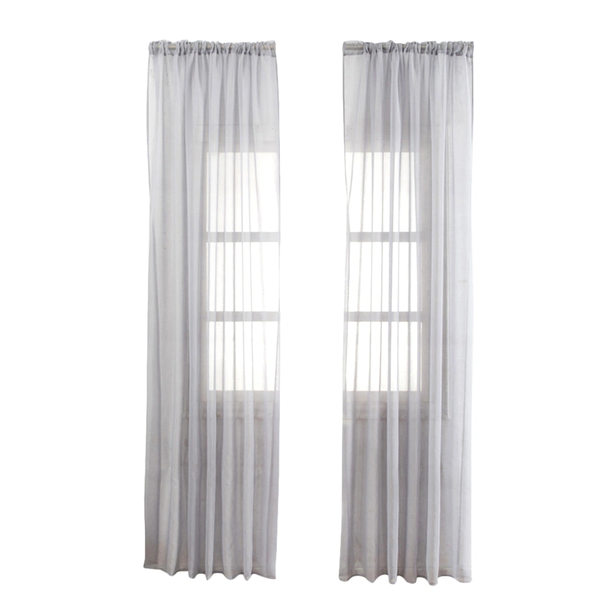 Cotton and Linen Shiner Window Voile Curtains Fine Texture Curtain for Bedroom Livingroom - 100X200cm(Grey)