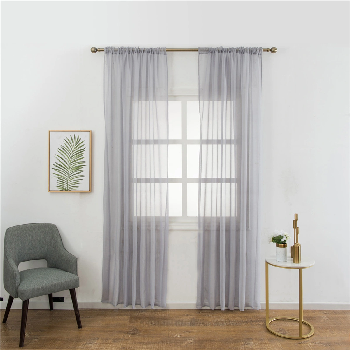 Cotton and Linen Shiner Window Voile Curtains Fine Texture Curtain for Bedroom Livingroom - 100X200cm(Grey)