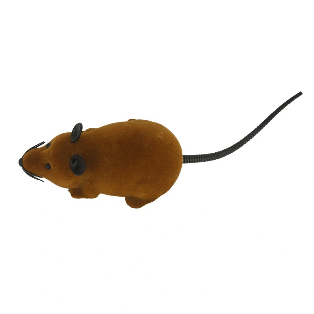 Scary Electronic Mini Two-Channel Radio Control RC Simulation Plush Mouse Mice Prank Toy with Remote Controller (Brown)
