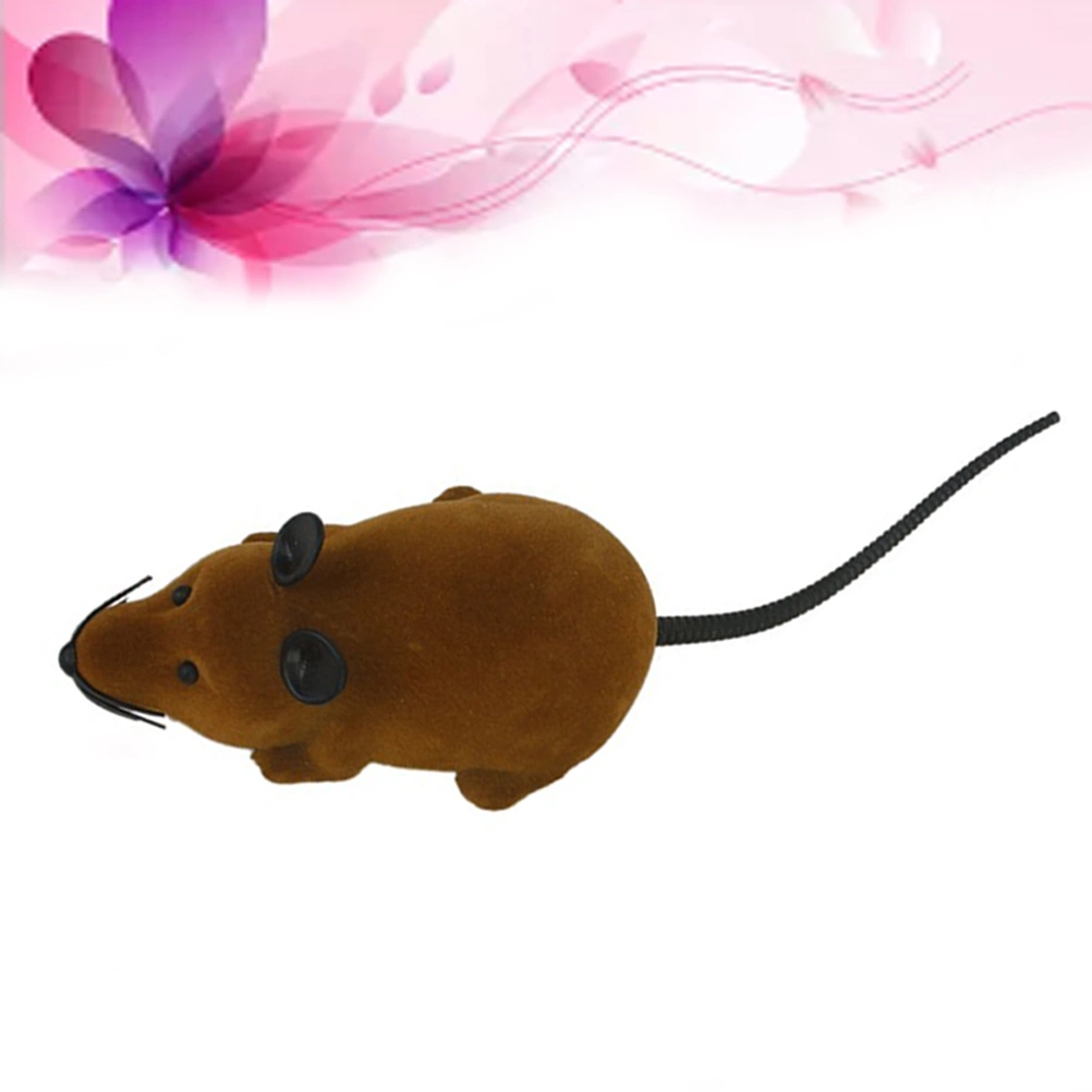 Scary Electronic Mini Two-Channel Radio Control RC Simulation Plush Mouse Mice Prank Toy with Remote Controller (Brown)