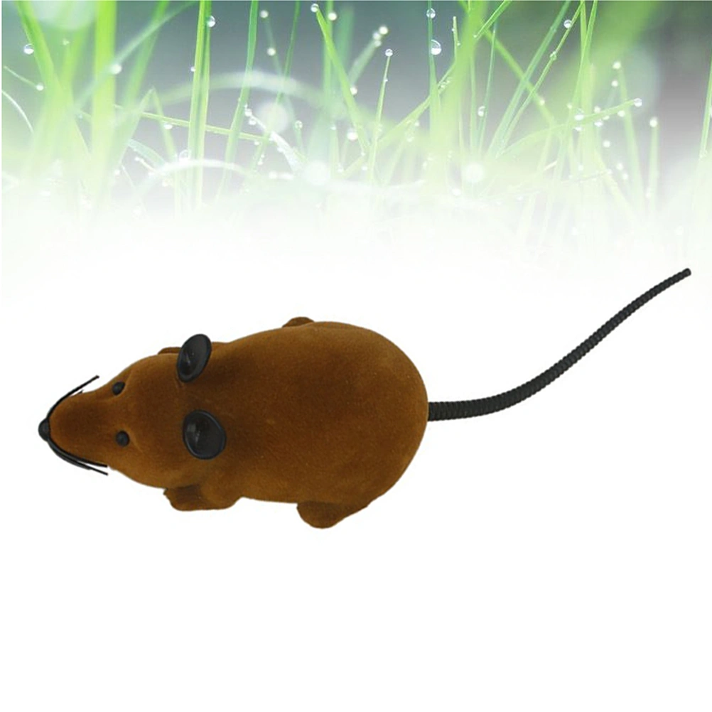 Scary Electronic Mini Two-Channel Radio Control RC Simulation Plush Mouse Mice Prank Toy with Remote Controller (Brown)