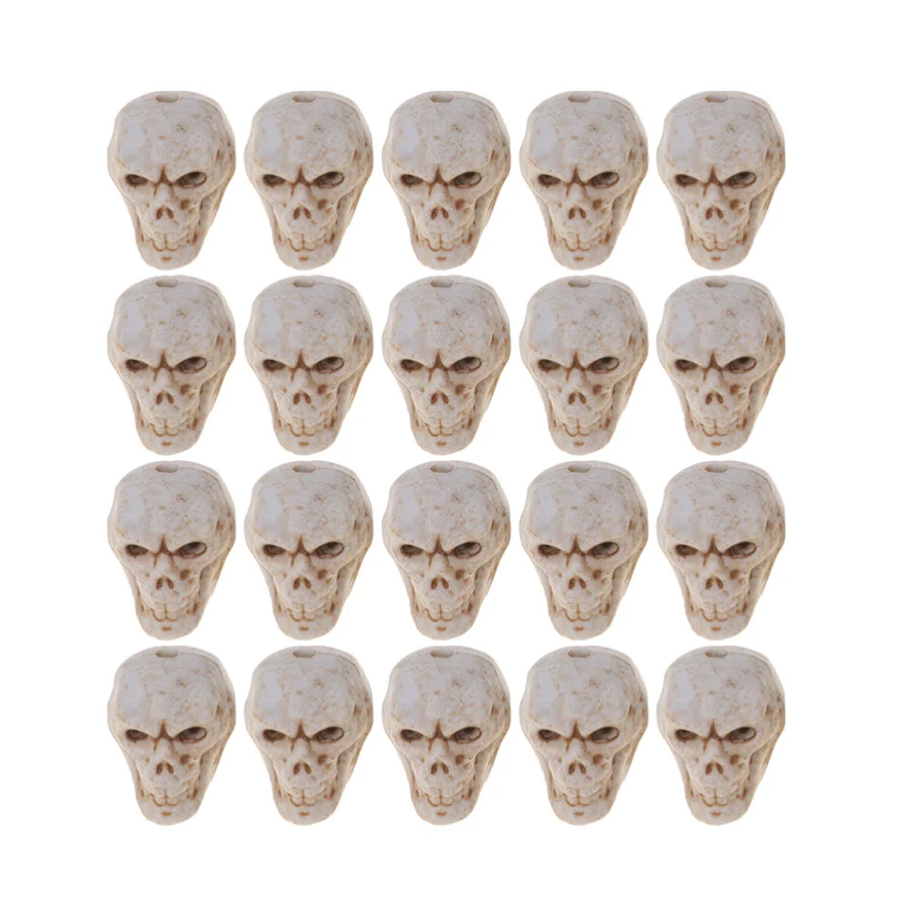 20pcs Halloween Artificial Skull Ornament Horror Skull Head Ghost Festival Decoration Adornment for KTV Bar Haunted House