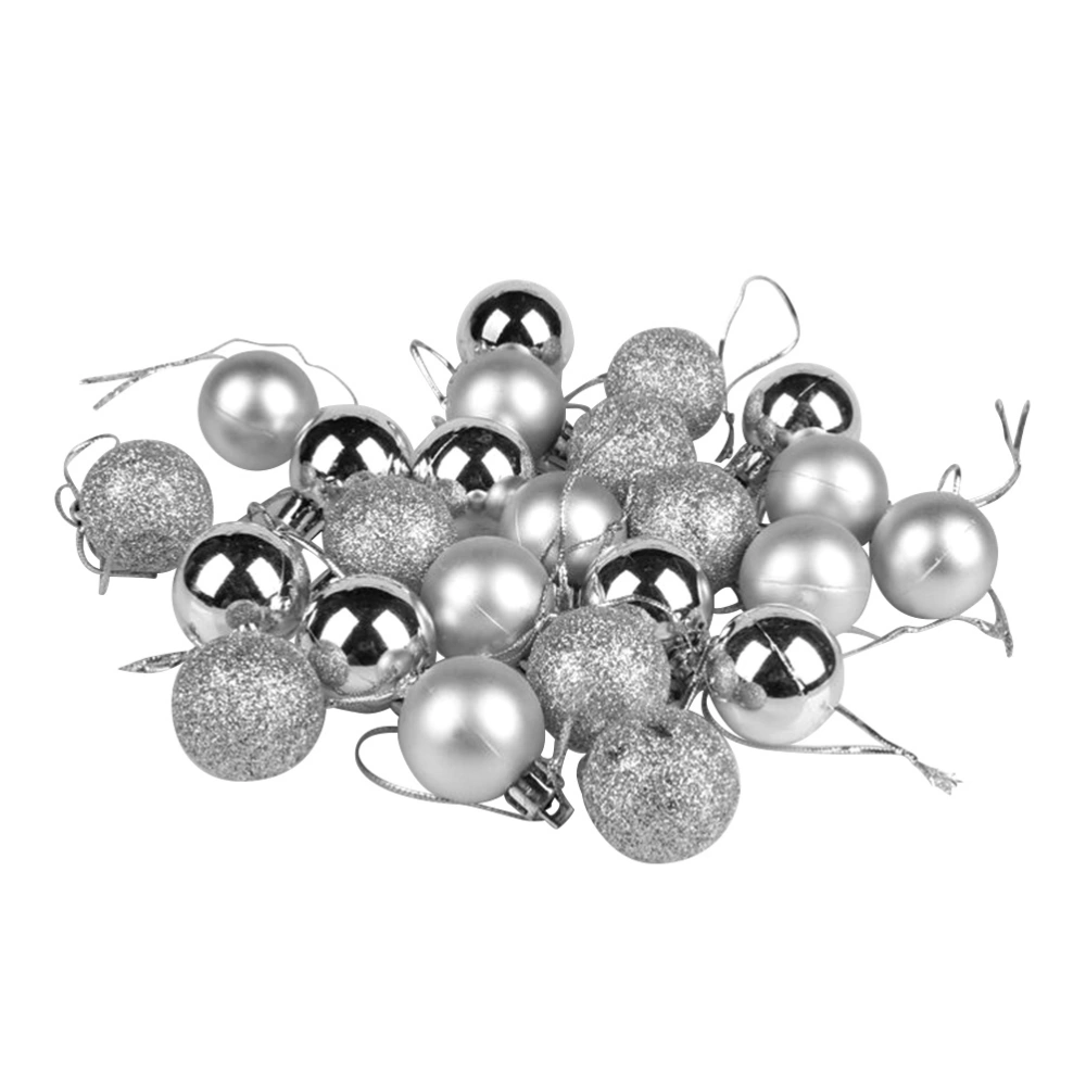 24pcs Christmas Silver Ball Ornaments Tree Decorations for Holiday Wedding Party Decoration