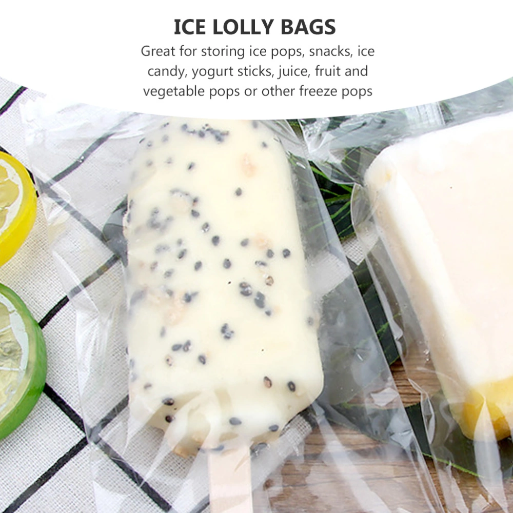 200pcs Ice Cream Packaging Bags Transparent Ice Lolly Packing Bags Sealing Bag