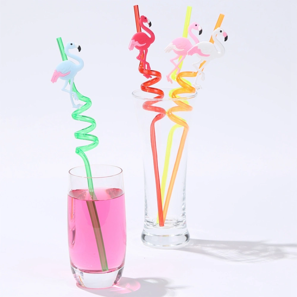 8pcs Flamingo Straw Candy Color Flamingo Straw for Birthday Party Festival Gathering