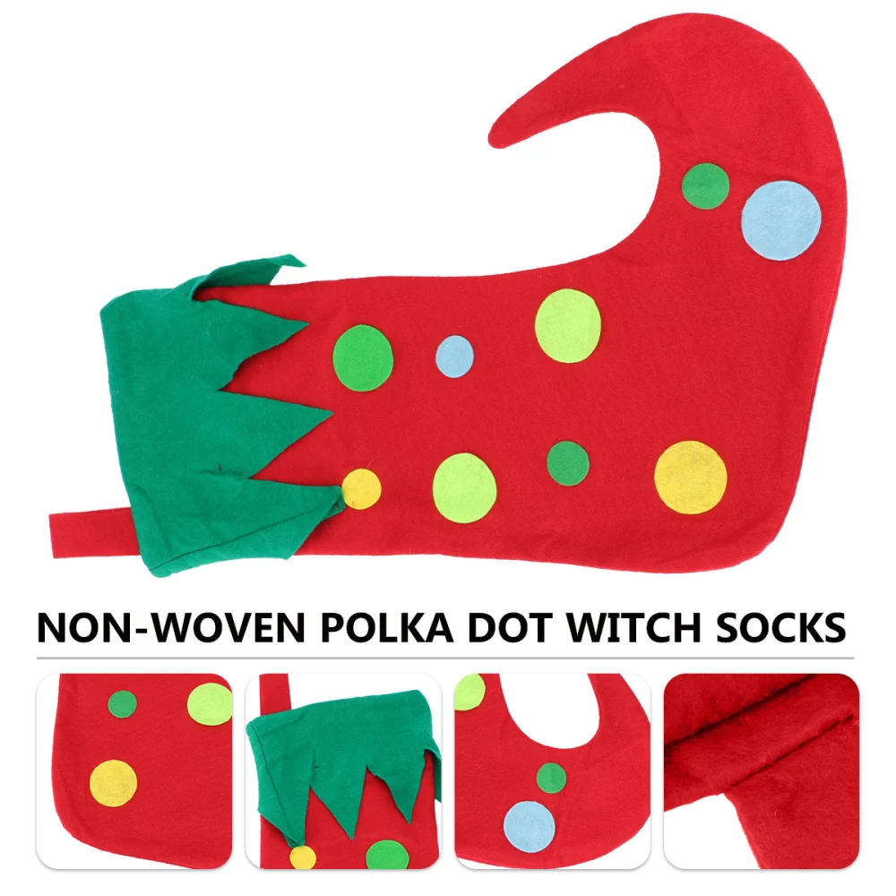 A Single Christmas Sock Non-woven Fabric Sock Witch Sock for Christmas Decor