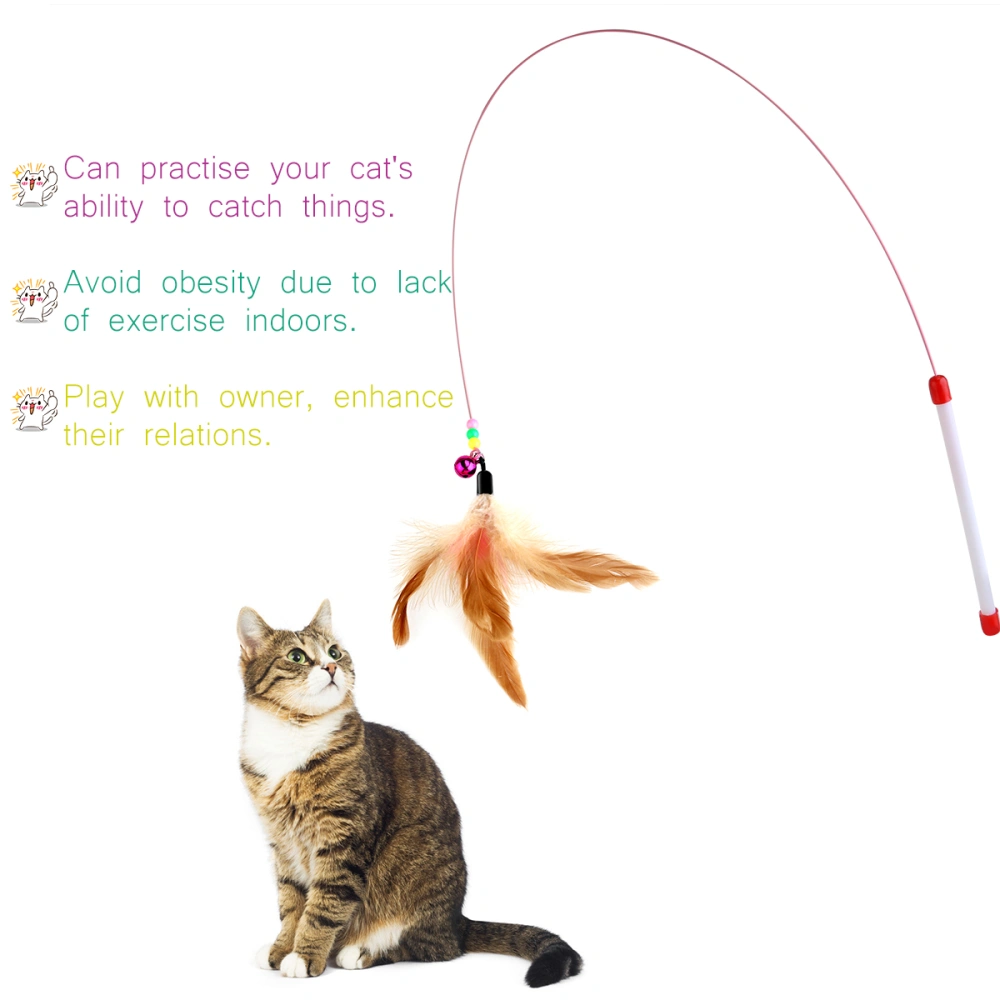 TINKSKY Pet Toy Wire Chaser Wand Teaser  With Bell Beads Play Fun (Random colour)