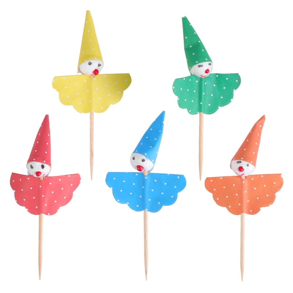 80pcs Party Clown Cake Topper Decorative Cupcake Picks Dessert Cake Decoration Topper Picks for Wedding Birthday Party