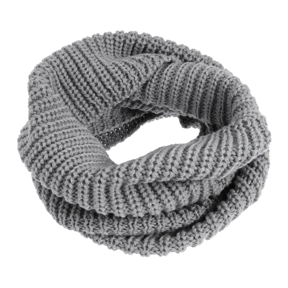 Women Men Warm Winter Knit Long Loop Neck Scarf Neckerchief For Boys and Girls(Light Gray)