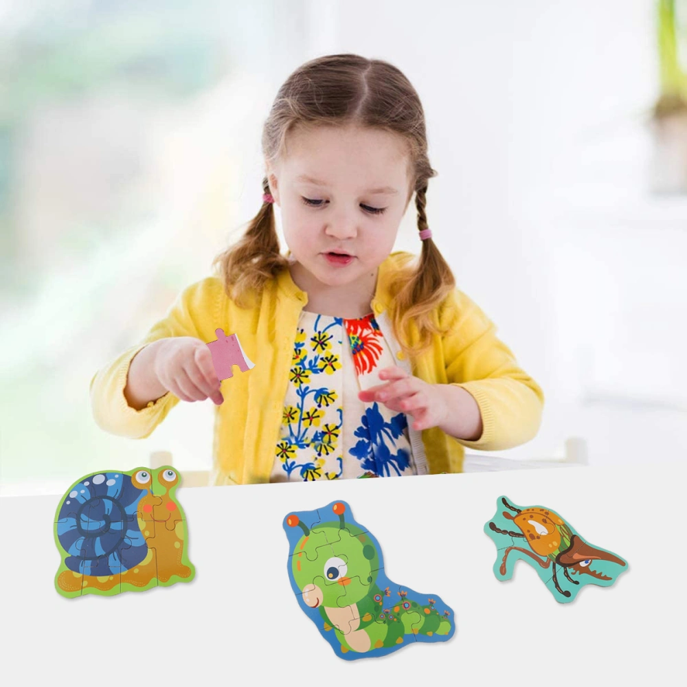 Wooden Educational Insect Theme Puzzle Large Blocks Jigsaw Toys for Children