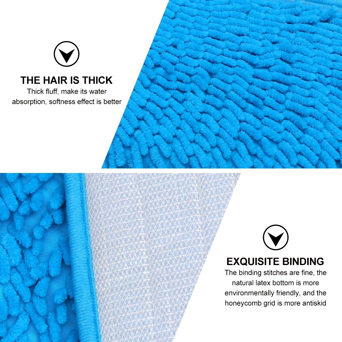 1pc Water Repellent Non-slip Chenille Mat Bathroom Door Water Absorption Mats Bathroom Rug for Home Bathroom (Acid Blue)